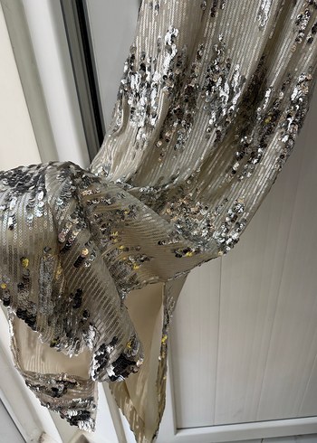 İnci İşlemeli Uzun Abiye Elbise - Görsel 7