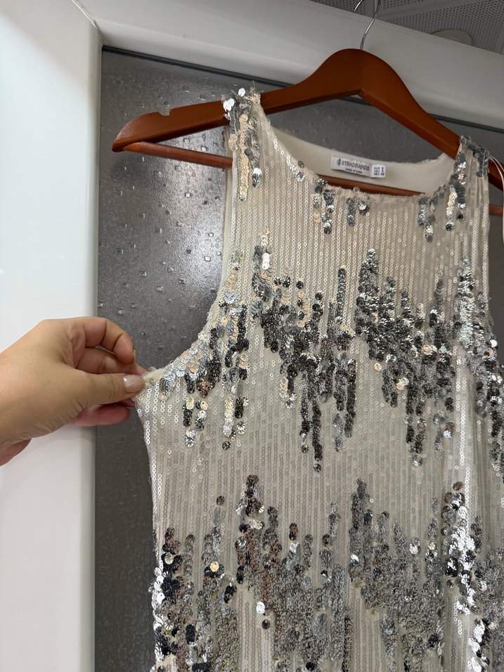 İnci İşlemeli Uzun Abiye Elbise - Görsel 3