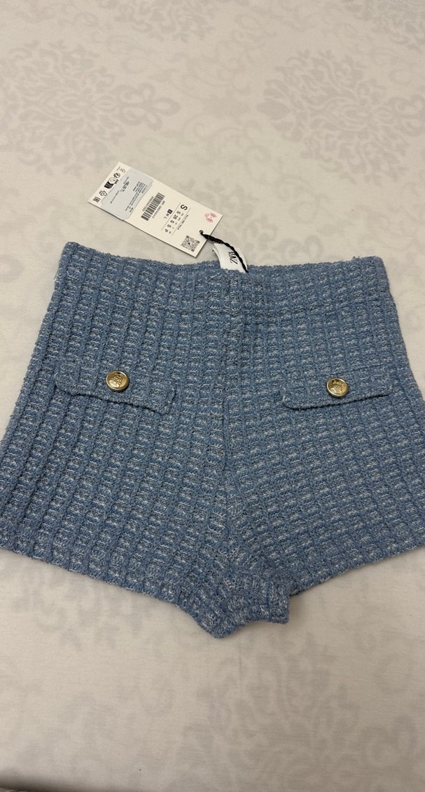 Zara mavi örme şort - Görsel 2