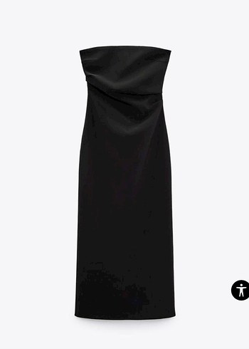 Zara Siyah Straplez Uzun Elbise - Görsel 4