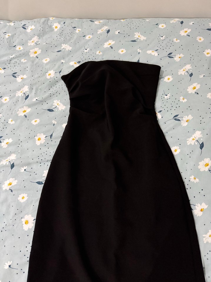 Zara Siyah Straplez Uzun Elbise - Görsel 5