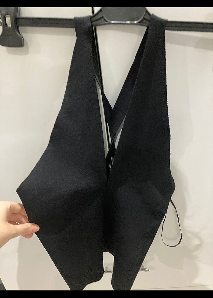 Zara kruvaze halter yaka örme top - Görsel 2