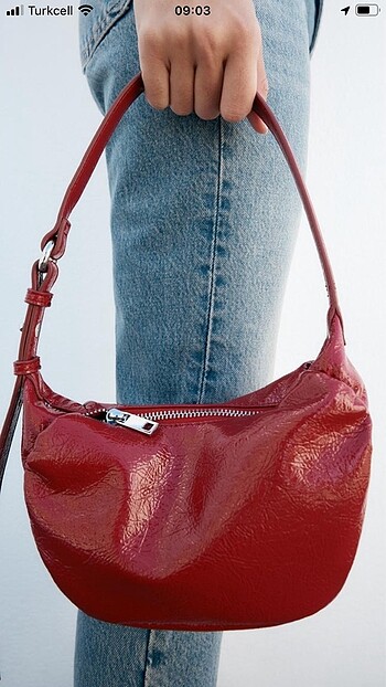 Zara kırmızı kol çantası