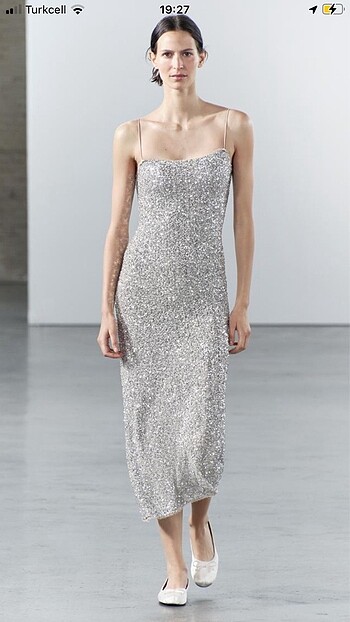 Zara pullu slip elbise