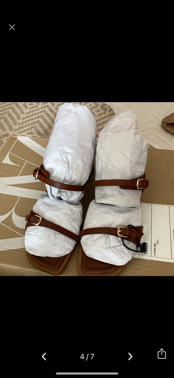 Zara deri blok topuklu sandalet - Görsel 4