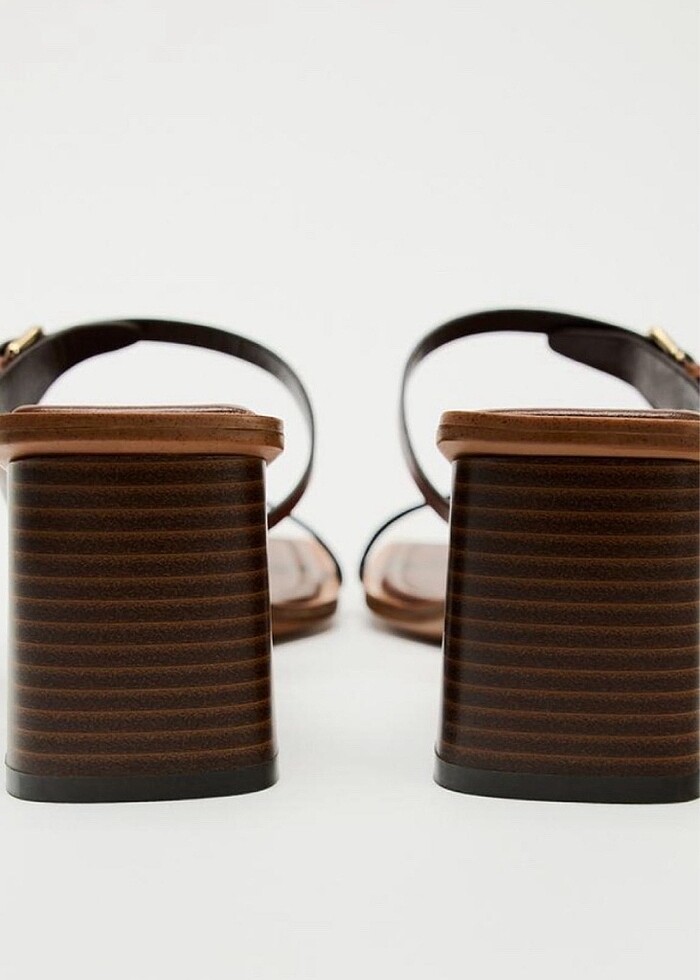 Zara deri blok topuklu sandalet - Görsel 3