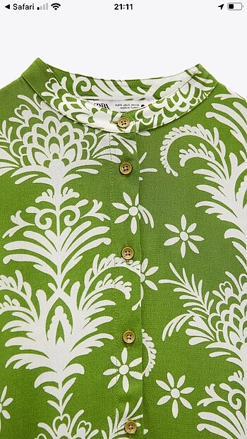 Zara kemerli ve desenli yeşil elbise - Görsel 6