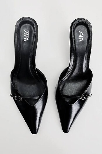 Zara arkası açık deri topuklu ayakkabı - Görsel 6