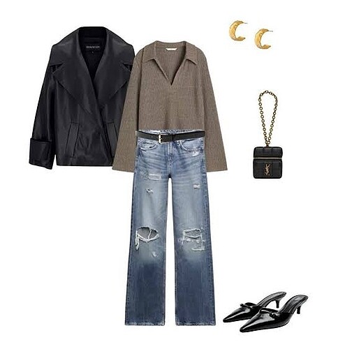 Zara arkası açık deri topuklu ayakkabı - Görsel 9