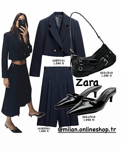 Zara arkası açık deri topuklu ayakkabı - Görsel 8