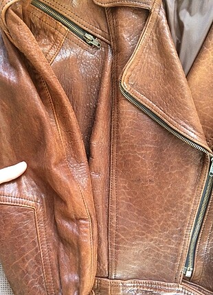 universal Beden kahverengi Renk Vintage deri ceket