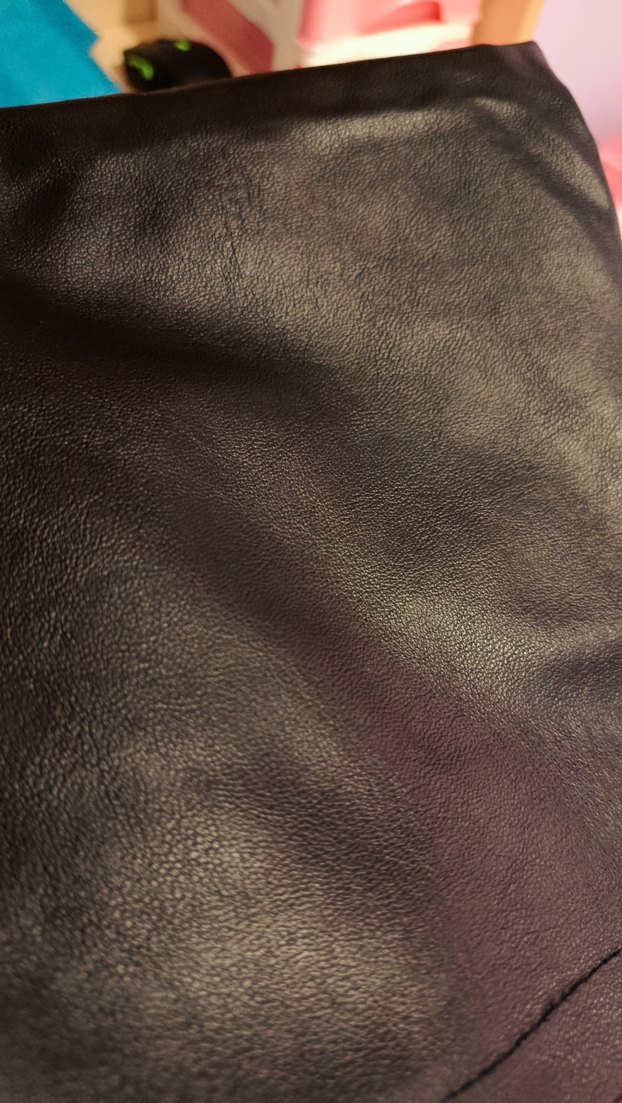 Drapeli Siyah Deri Mini Etek - Görsel 4