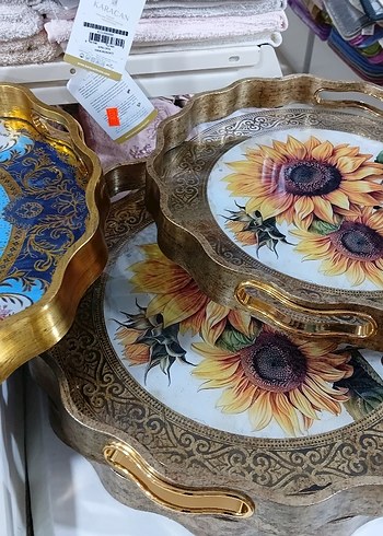 2 li Yılan Desenli Gri Altın Renk Tepsi - Görsel 3