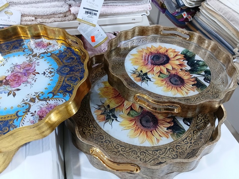 2 li Yılan Desenli Gri Altın Renk Tepsi - Görsel 3