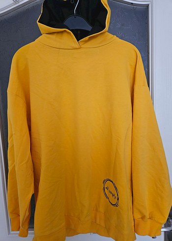 Sarı Kapüşonlu Erkek Sweatshirt