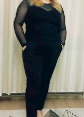 Siyah V Yaka Uzun Kollu Kalem Elbise - Görsel 2