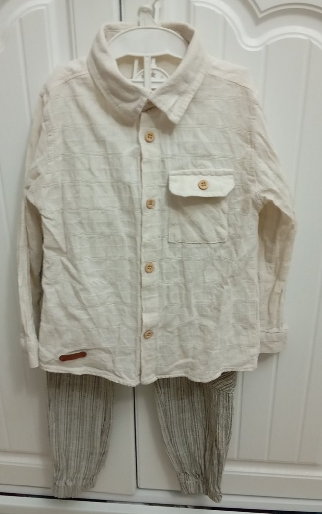 Bej Keten Erkek Çocuk Bol Kesim Pantolon - Görsel 4