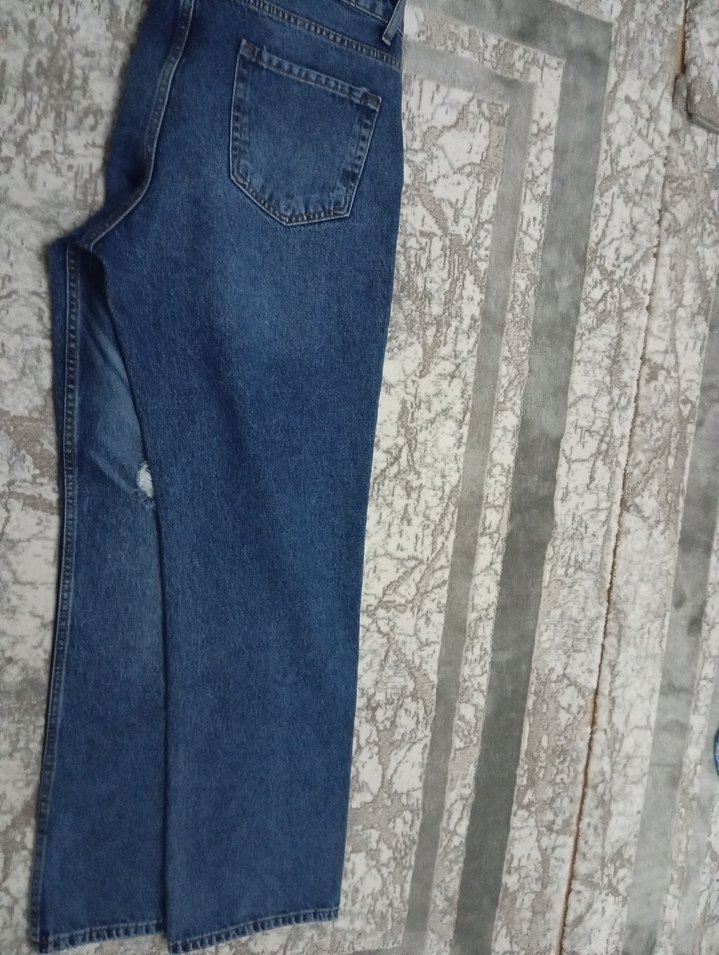 maviDetaylı Loose Fit Kadın Kot Pantolon - Görsel 2