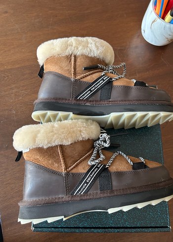 EMU Kahverengi Süet Kürklü Dolgu Topuk Botlar - Görsel 8