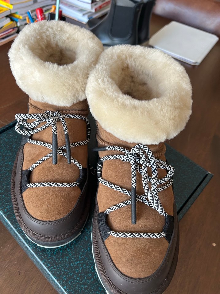 EMU Kahverengi Süet Kürklü Dolgu Topuk Botlar - Görsel 4