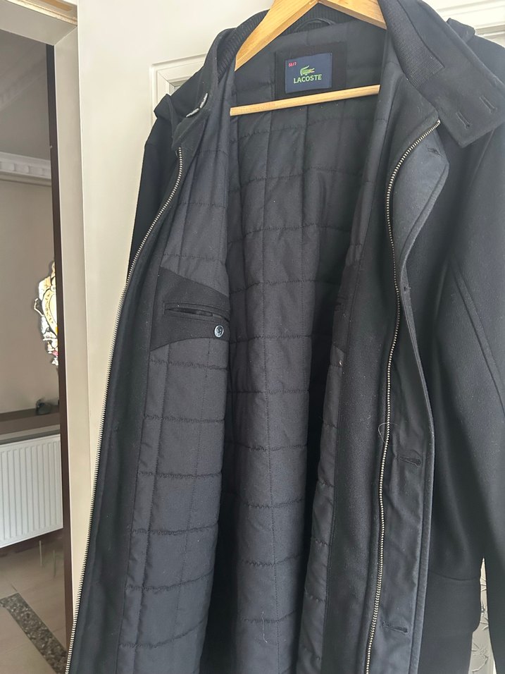 LACOSTE Düğmeli Siyah Erkek Midi Kaban - Görsel 4