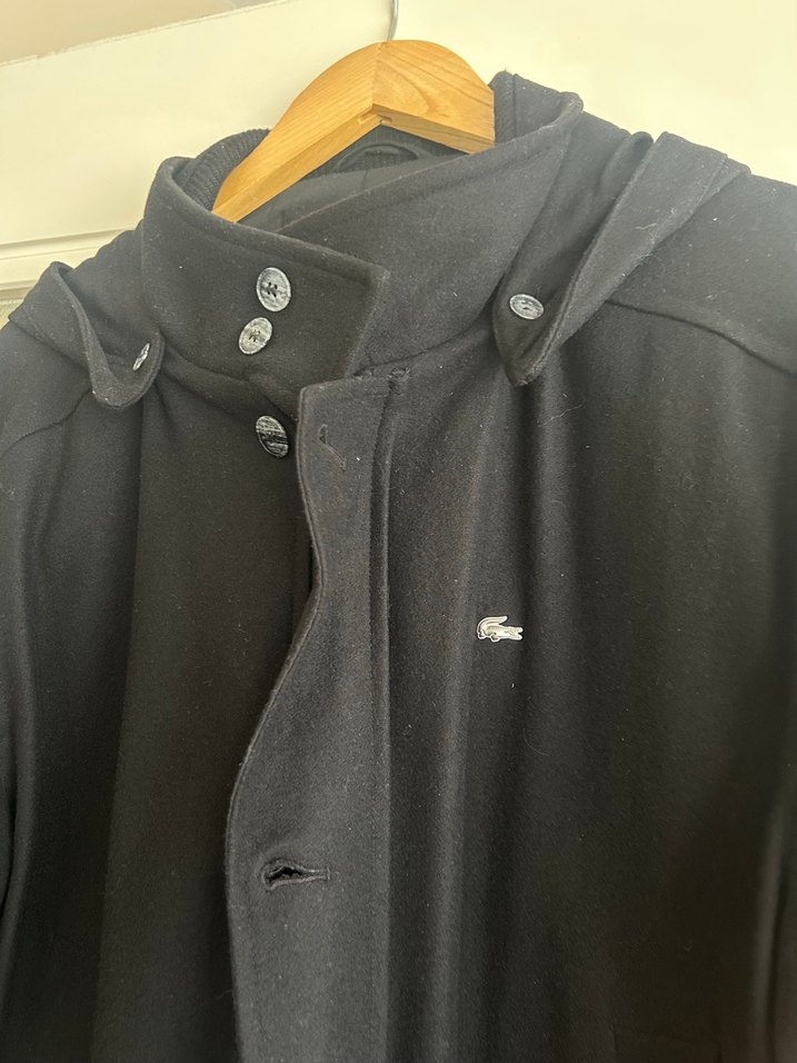 LACOSTE Düğmeli Siyah Erkek Midi Kaban - Görsel 2