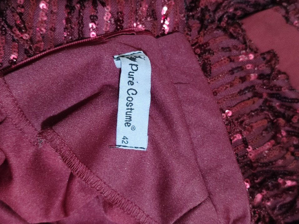 Bordo Uzun Abiye Elbise Drapeli ve Pul İşlemeli - Görsel 5