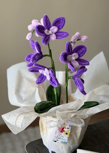 Bohem Mor Keçe Çiçek buketi - Görsel 2