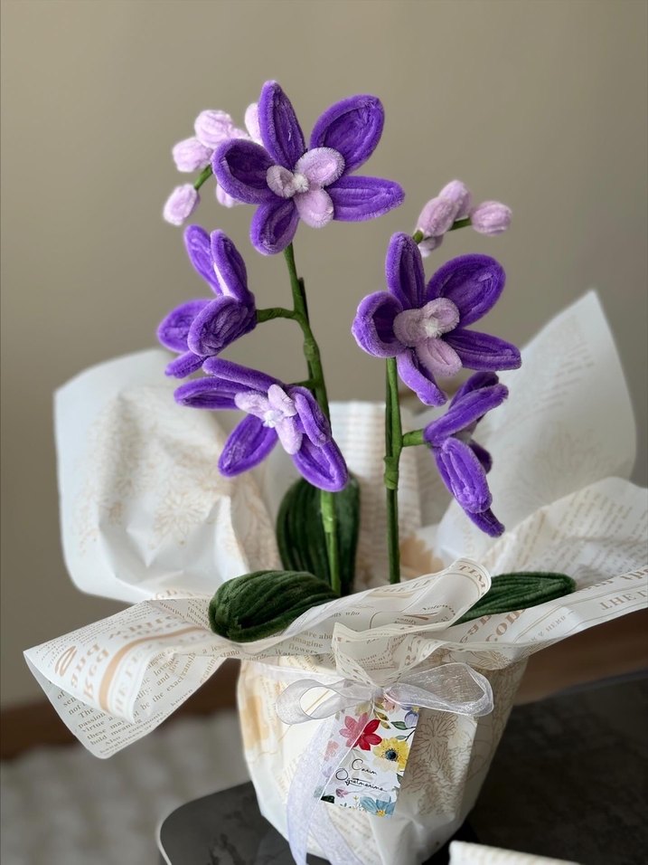 Bohem Mor Keçe Çiçek buketi - Görsel 2