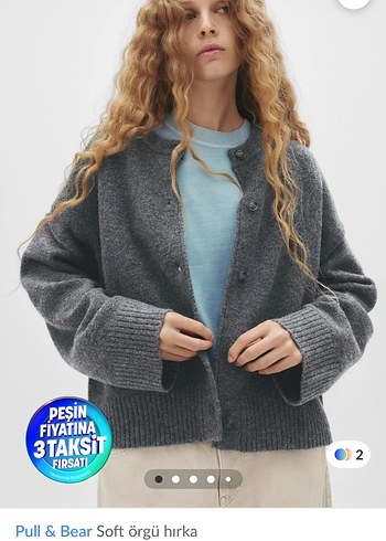 Pull and Bear Gri Düğmeli Oversize Kadın Midi Ceket