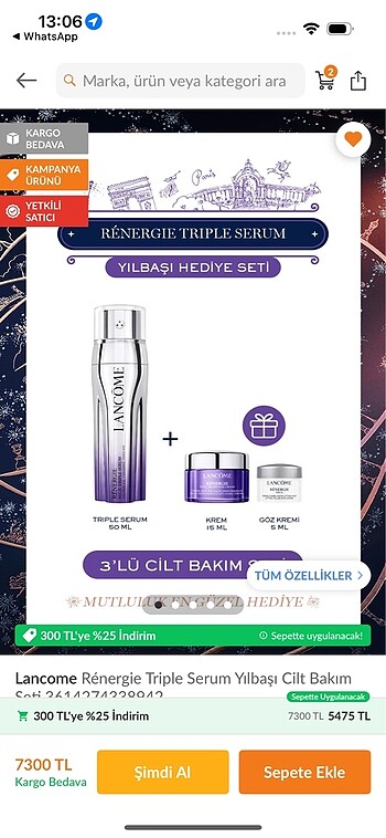 Lancome Lancome renergie cilt serum seti