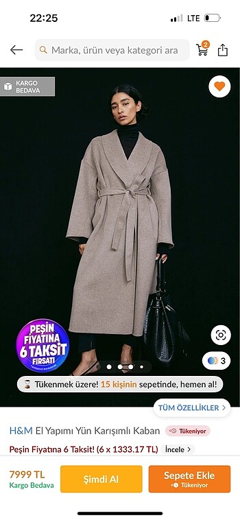 H&M yün kaban