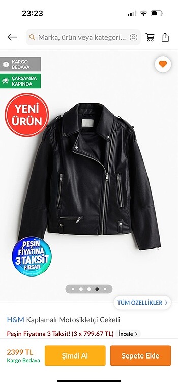 H&M deri ceket