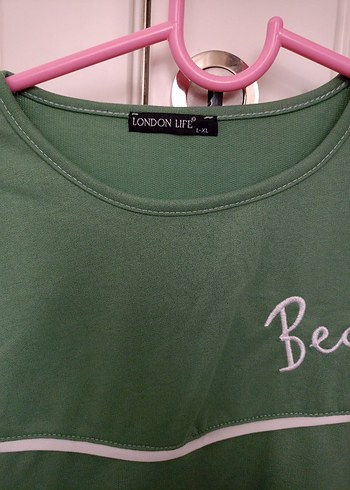 l Beden Düğmeli Yeşil Kadın Sweatshirt