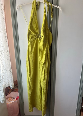 Bershka keten elbise