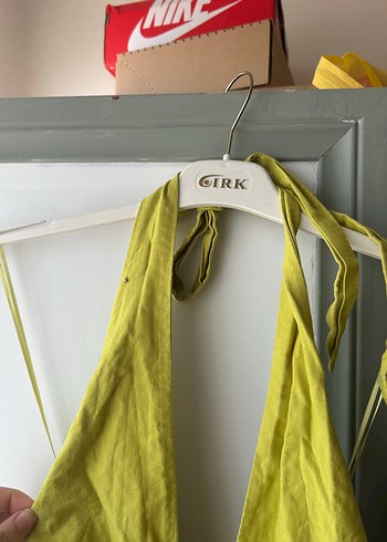 xl Beden sarı Renk Bershka keten elbise