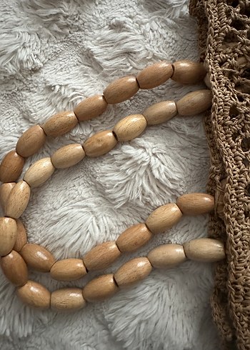 Ahşap saplı Hasır çanta - Görsel 4