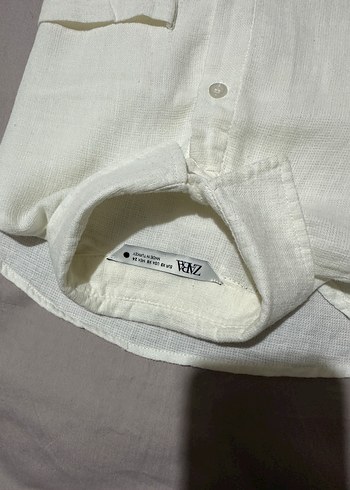 Zara Düğmeli Beyaz Keten Kadın Gömlek - Görsel 7