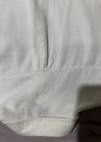 Zara Düğmeli Beyaz Keten Kadın Gömlek - Görsel 6