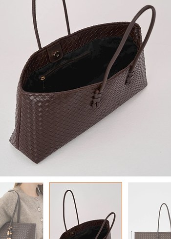 Kahverengi Deri Minimalist Kadın Çanta - Görsel 6