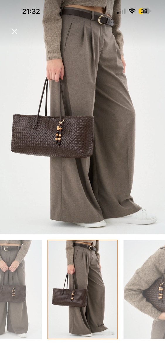 Kahverengi Deri Minimalist Kadın Çanta - Görsel 4