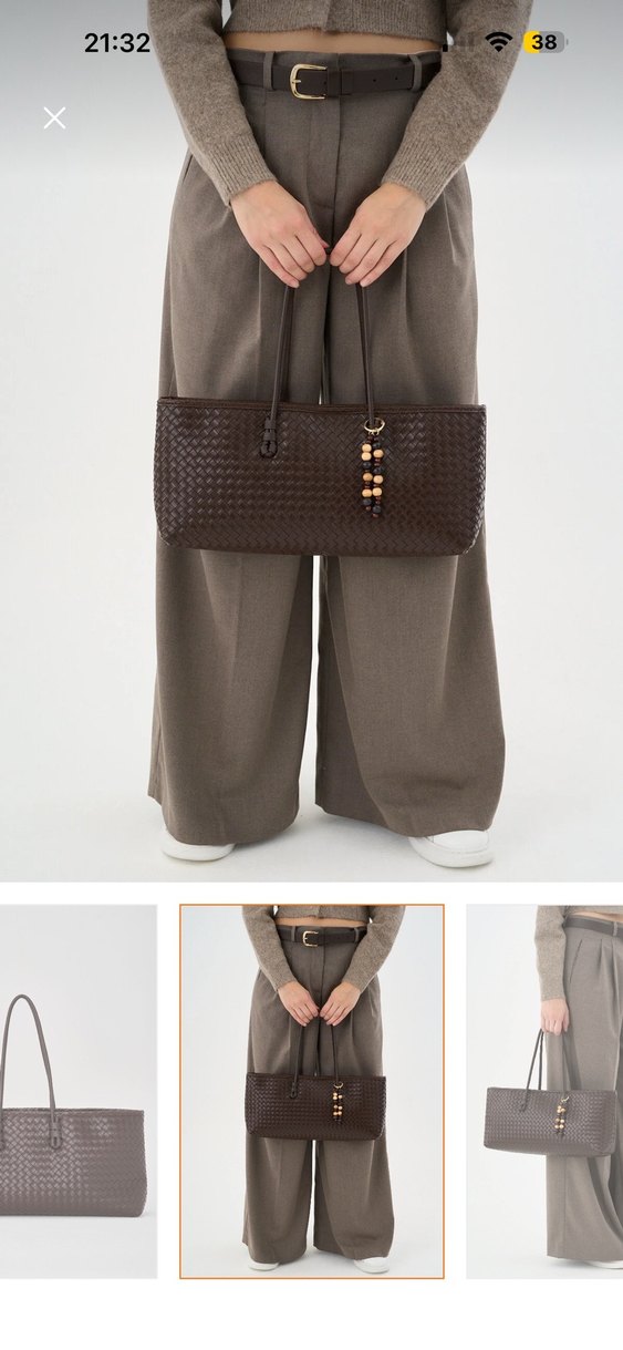 Kahverengi Deri Minimalist Kadın Çanta - Görsel 3