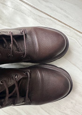 Kahverengi Deri Platform Topuklu Kadın Bot - Görsel 7