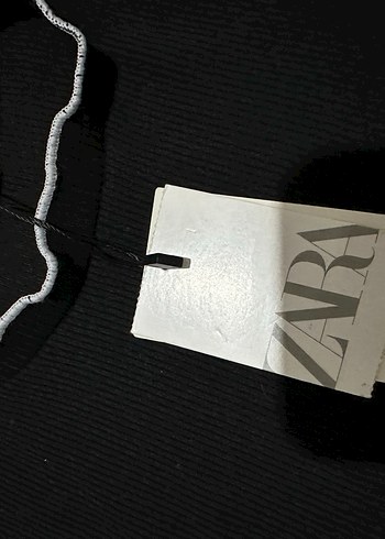 Zara Siyah Kısa Kollu Triko Tişört - Görsel 2