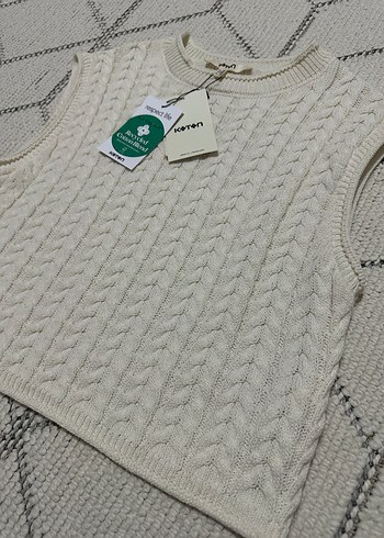 Kolsuz Bisiklet Yaka Saç Örgü Beyaz Süveter - Görsel 6