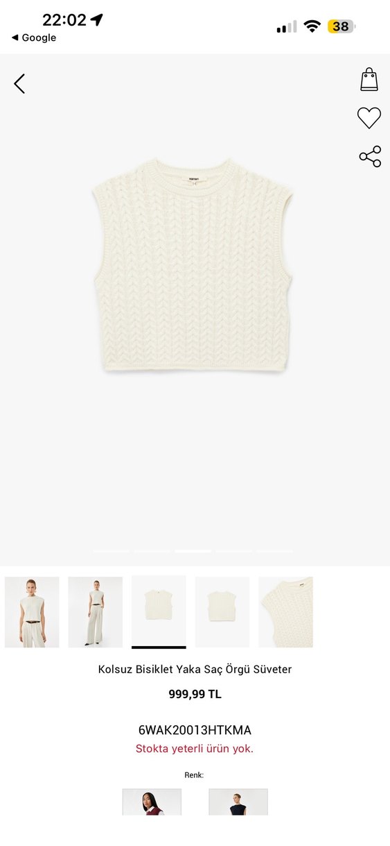 Kolsuz Bisiklet Yaka Saç Örgü Beyaz Süveter - Görsel 4