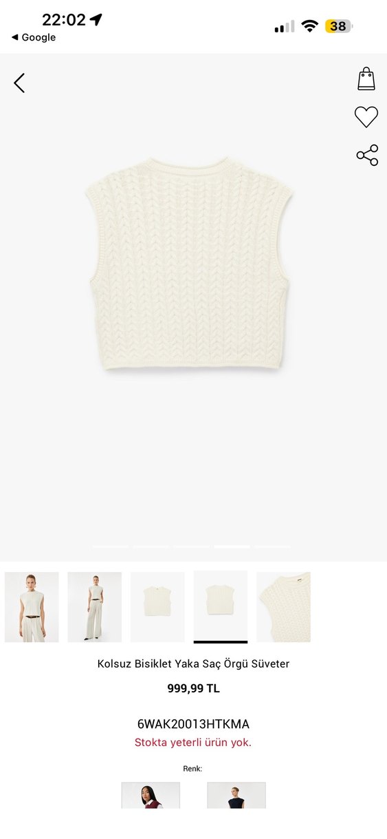 Kolsuz Bisiklet Yaka Saç Örgü Beyaz Süveter - Görsel 3