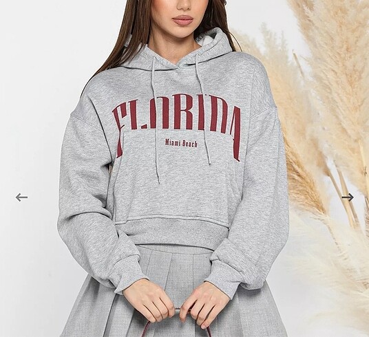 Kapüşonlu Üç İplik Şardonlu Kadın Sweatshirt Gri