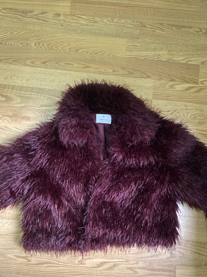 Stradivarius bordo kürk - Görsel 2