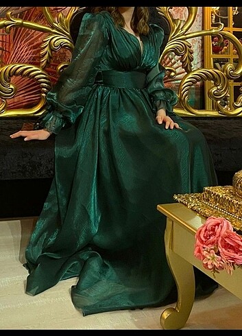 Kristal Zümrüt Yeşili Abiye - Görsel 4